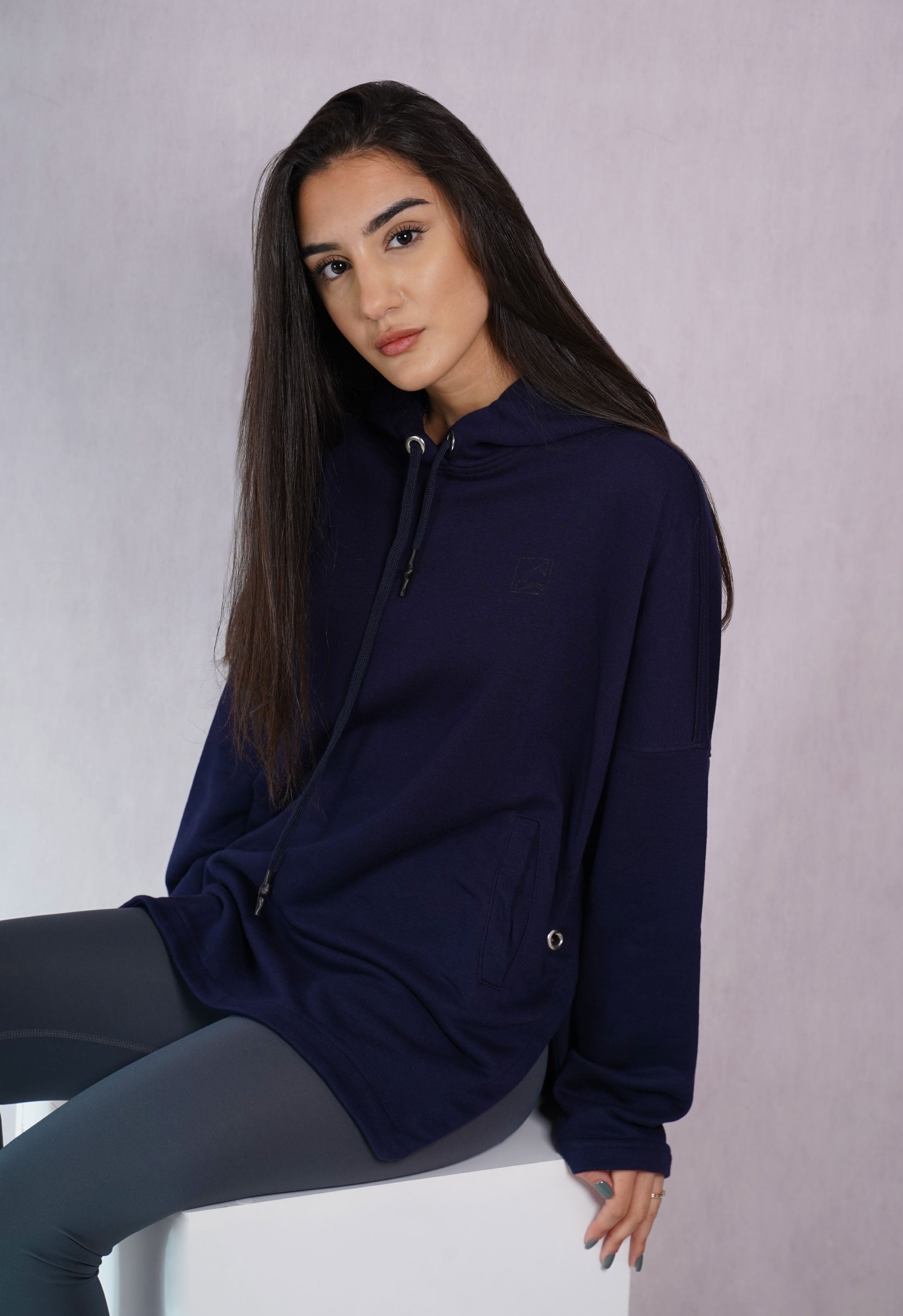 Blue Hoodie with Metallic Grommets - C162016