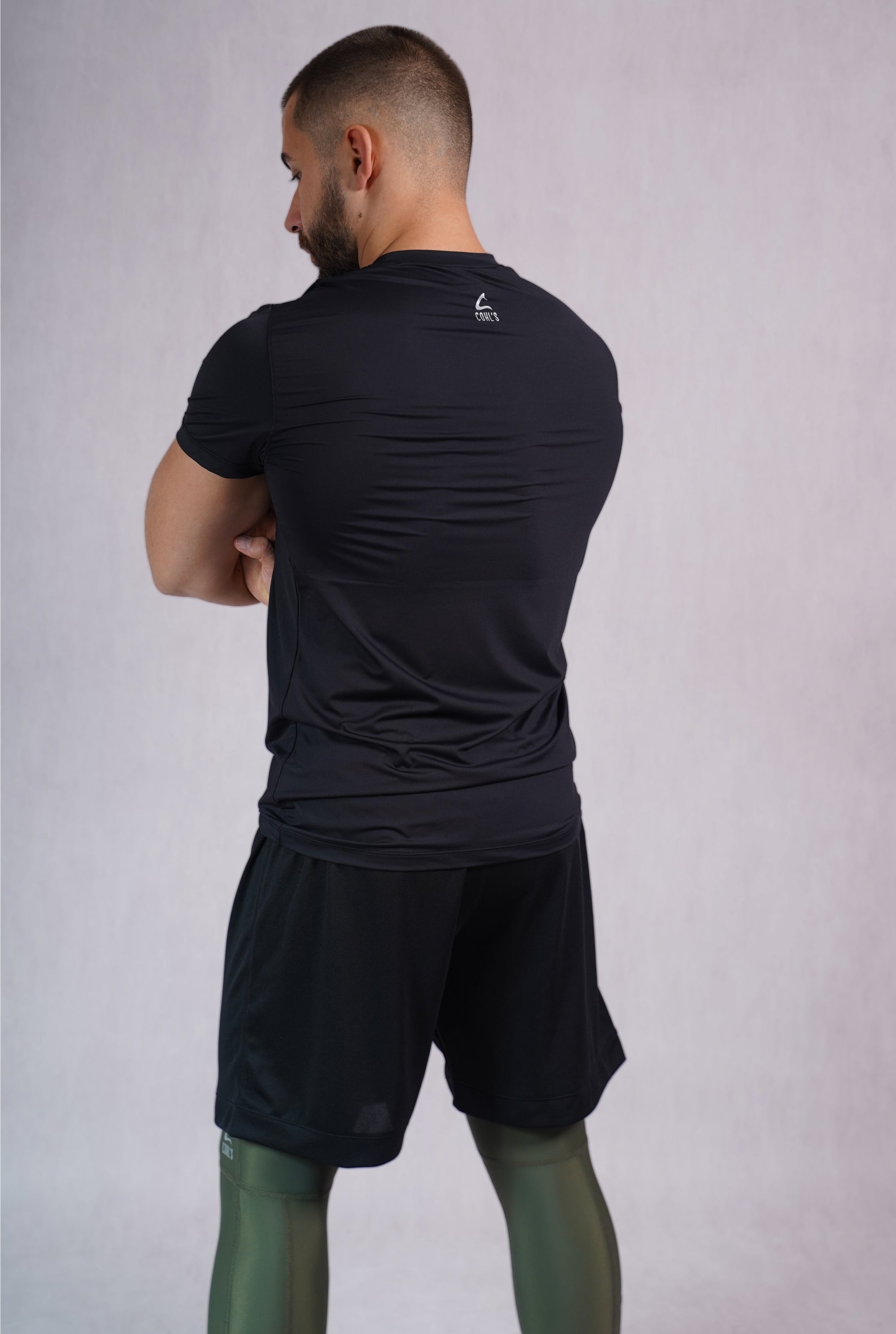 Polyester Shorts for Men in Black Front - C210020