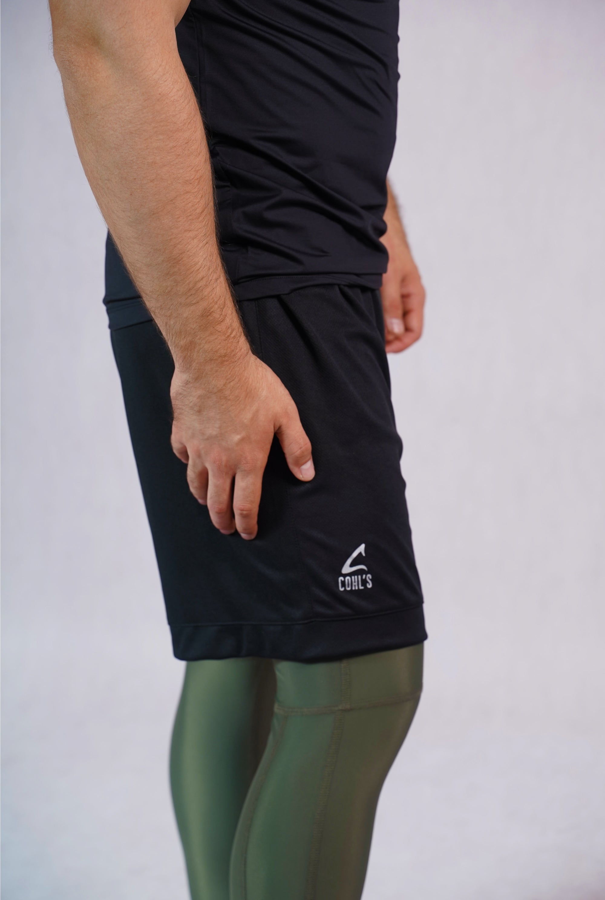 Polyester Shorts for Men in Black Front - C210020