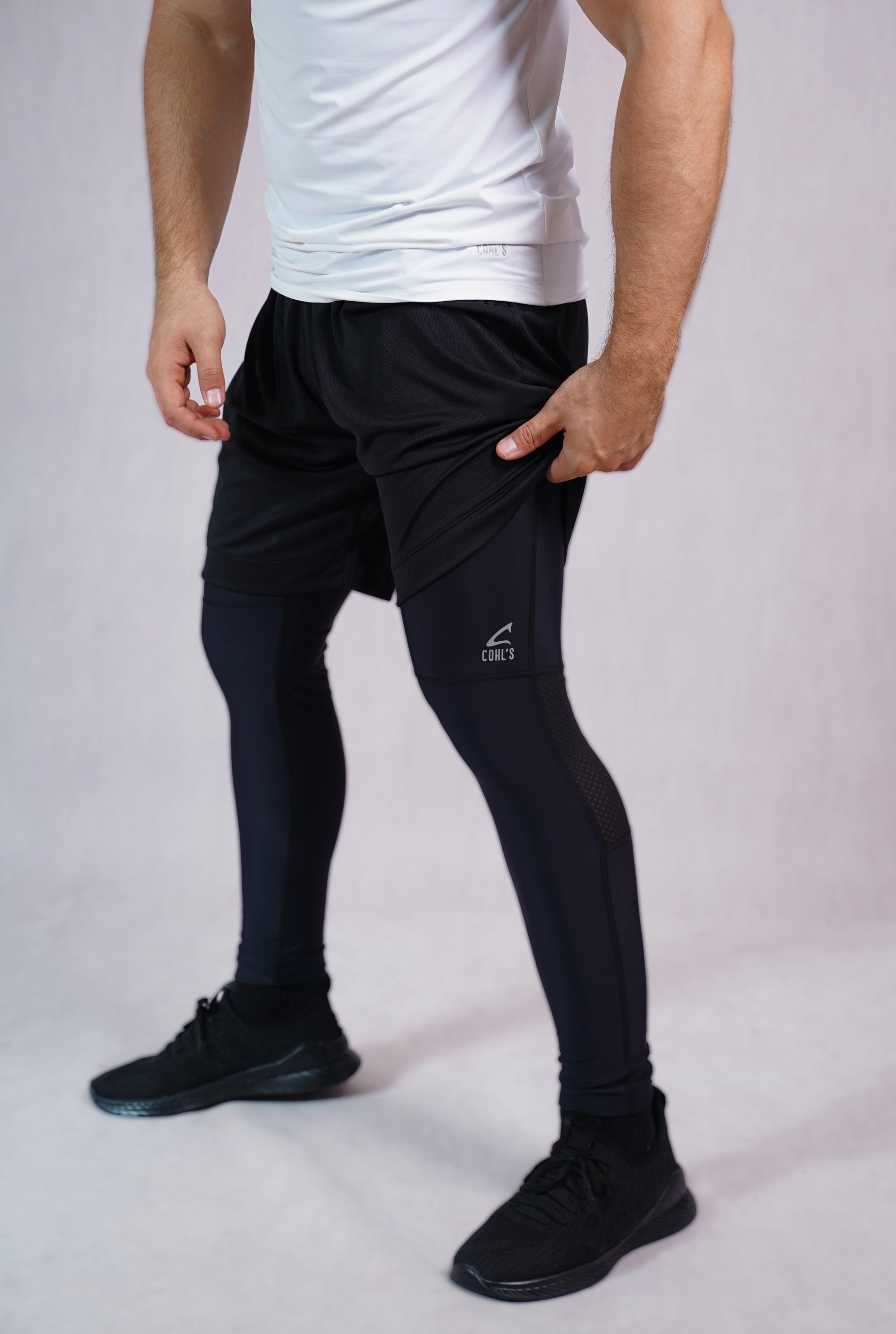 Polyester Shorts for Men in Black Front - C210020