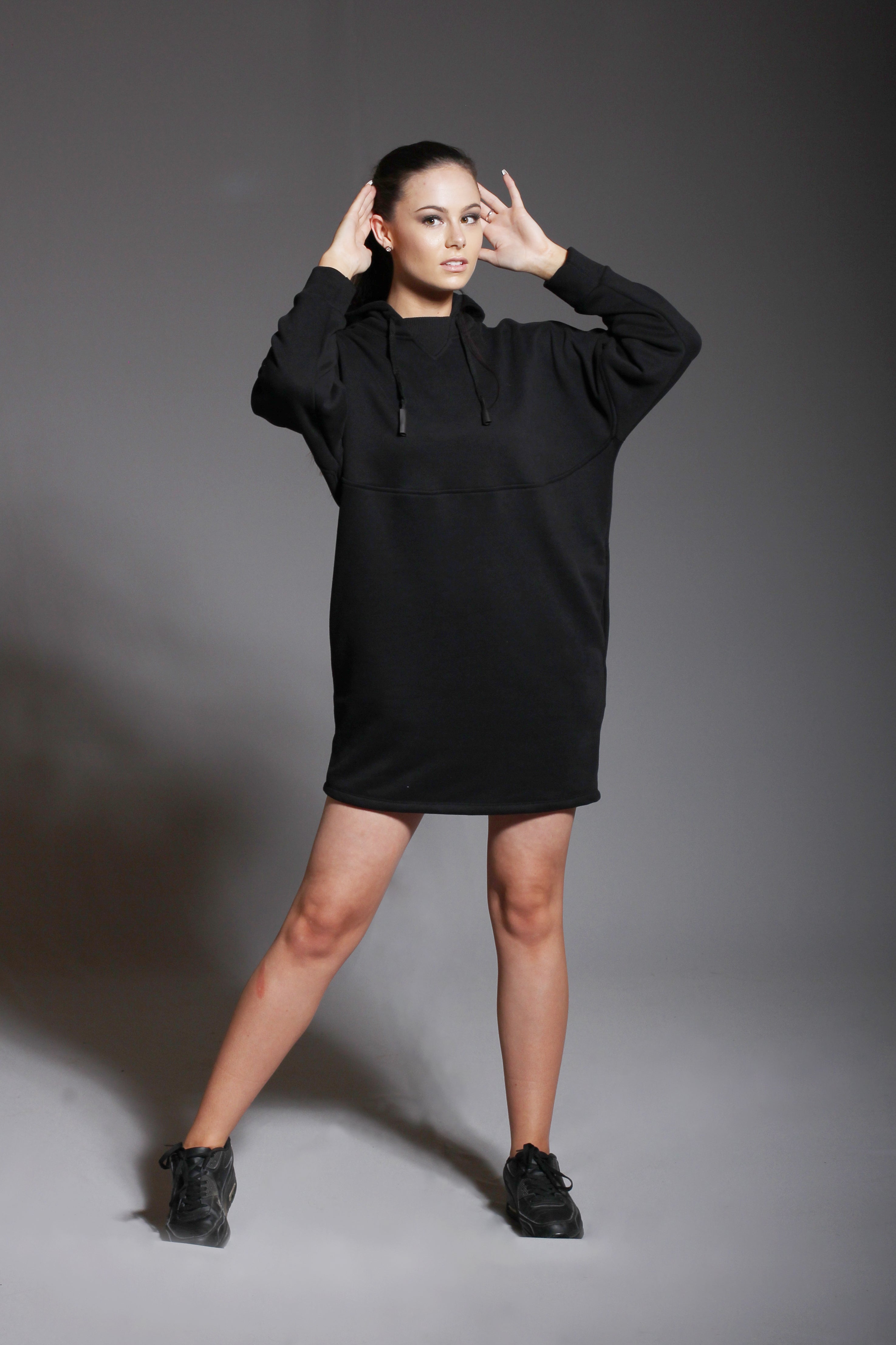 Black Hoodie Dress - C191010