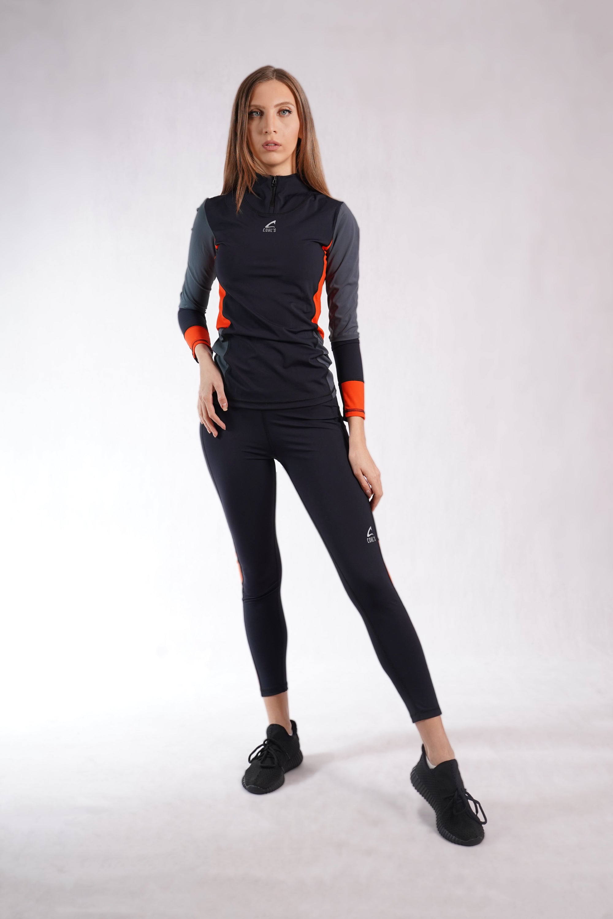 Turtleneck Sweatshirt Black/Orange -C142002