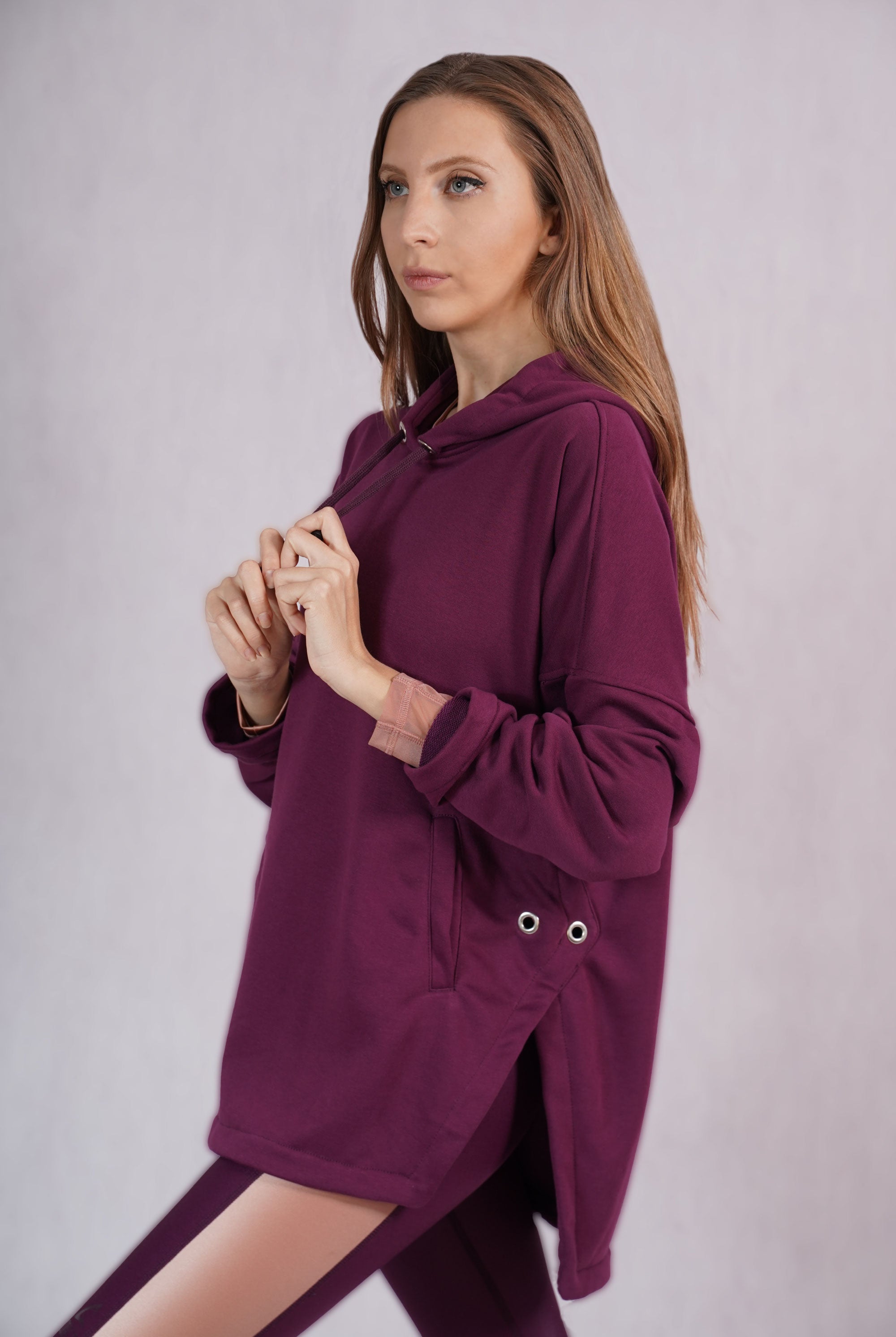 Purple Hoodie with Metallic Grommets - C162016