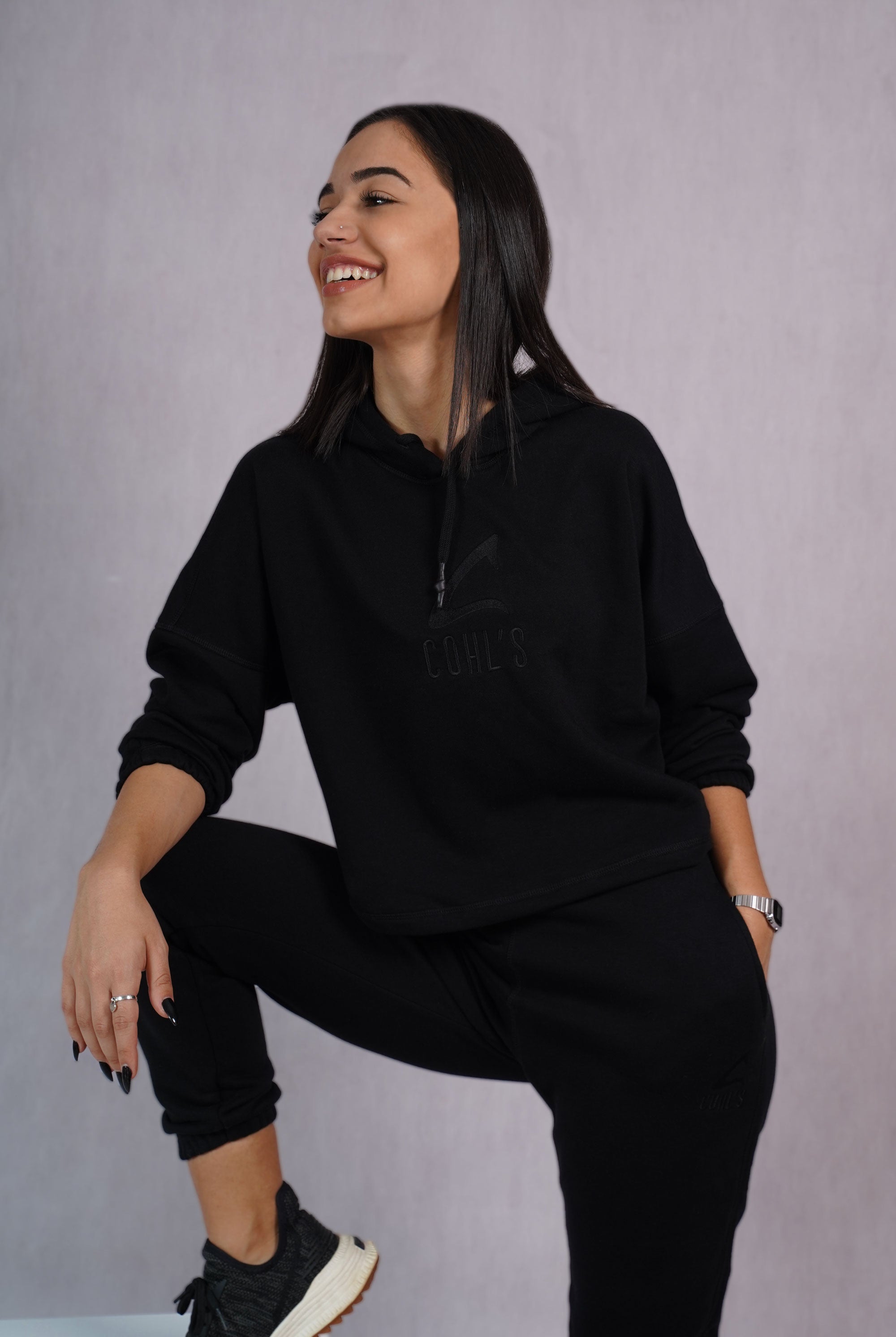 Black Crop Hoodie - C162018