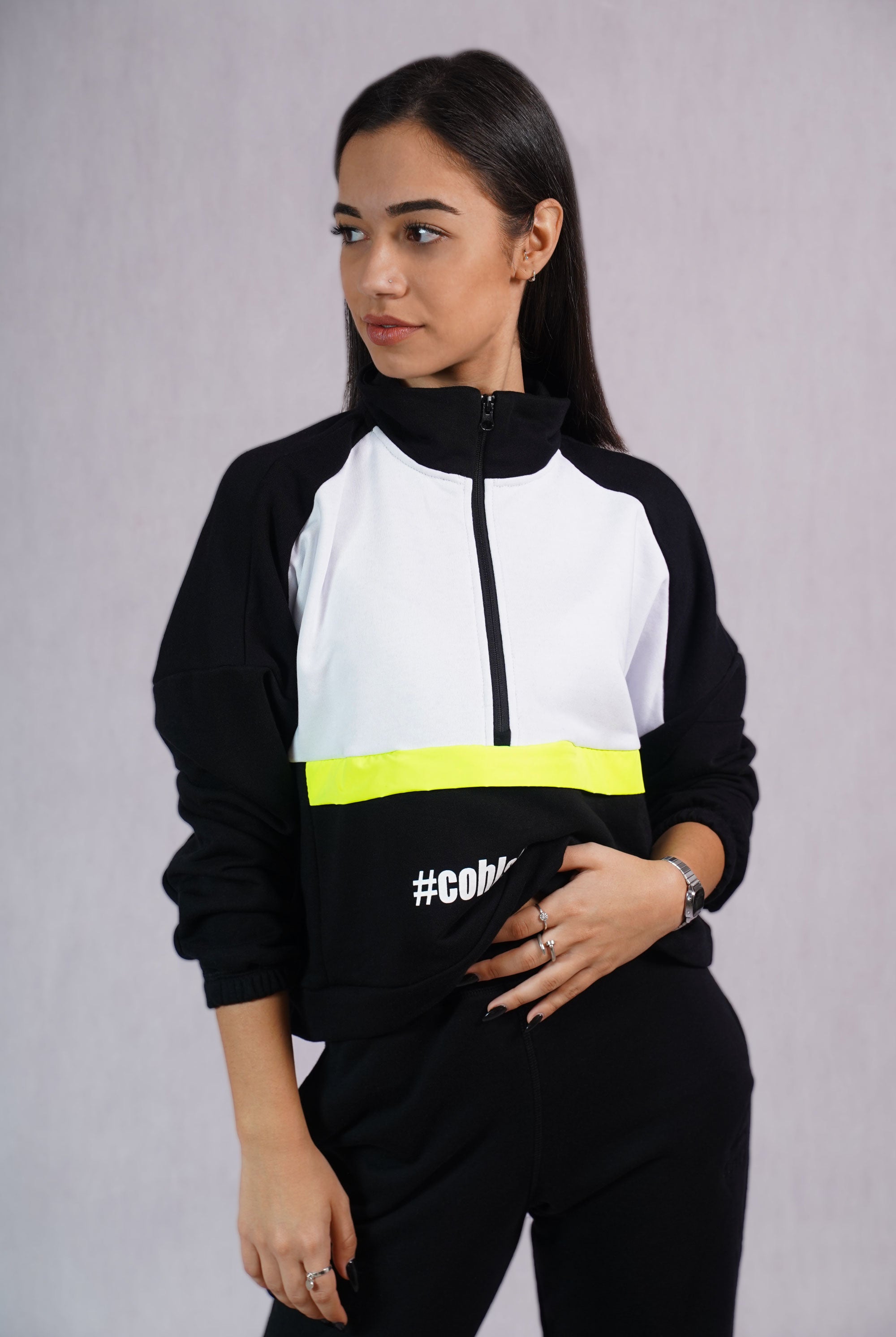 Black Neon Cargo Style Sweatshirt