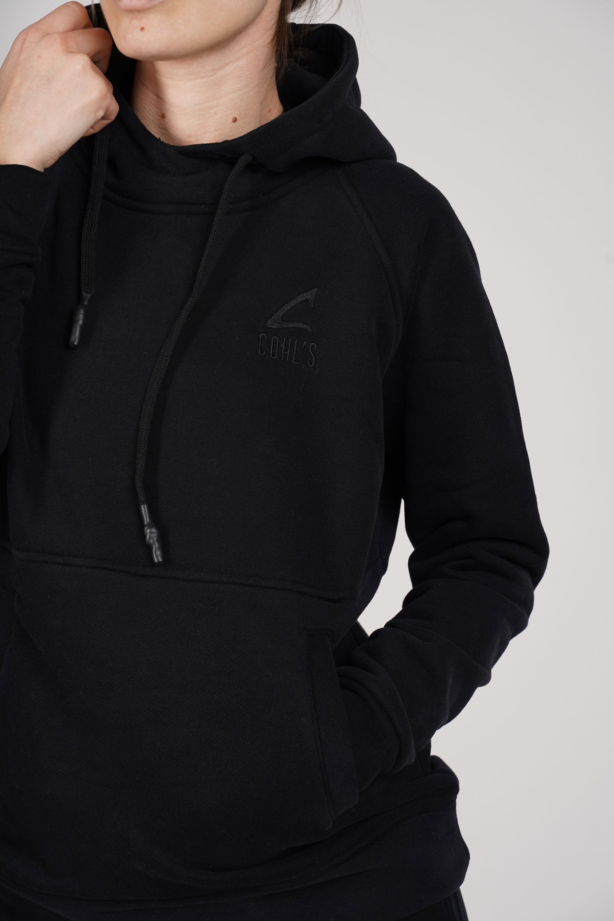 Black Basic Hoodie With side pockets - C162025