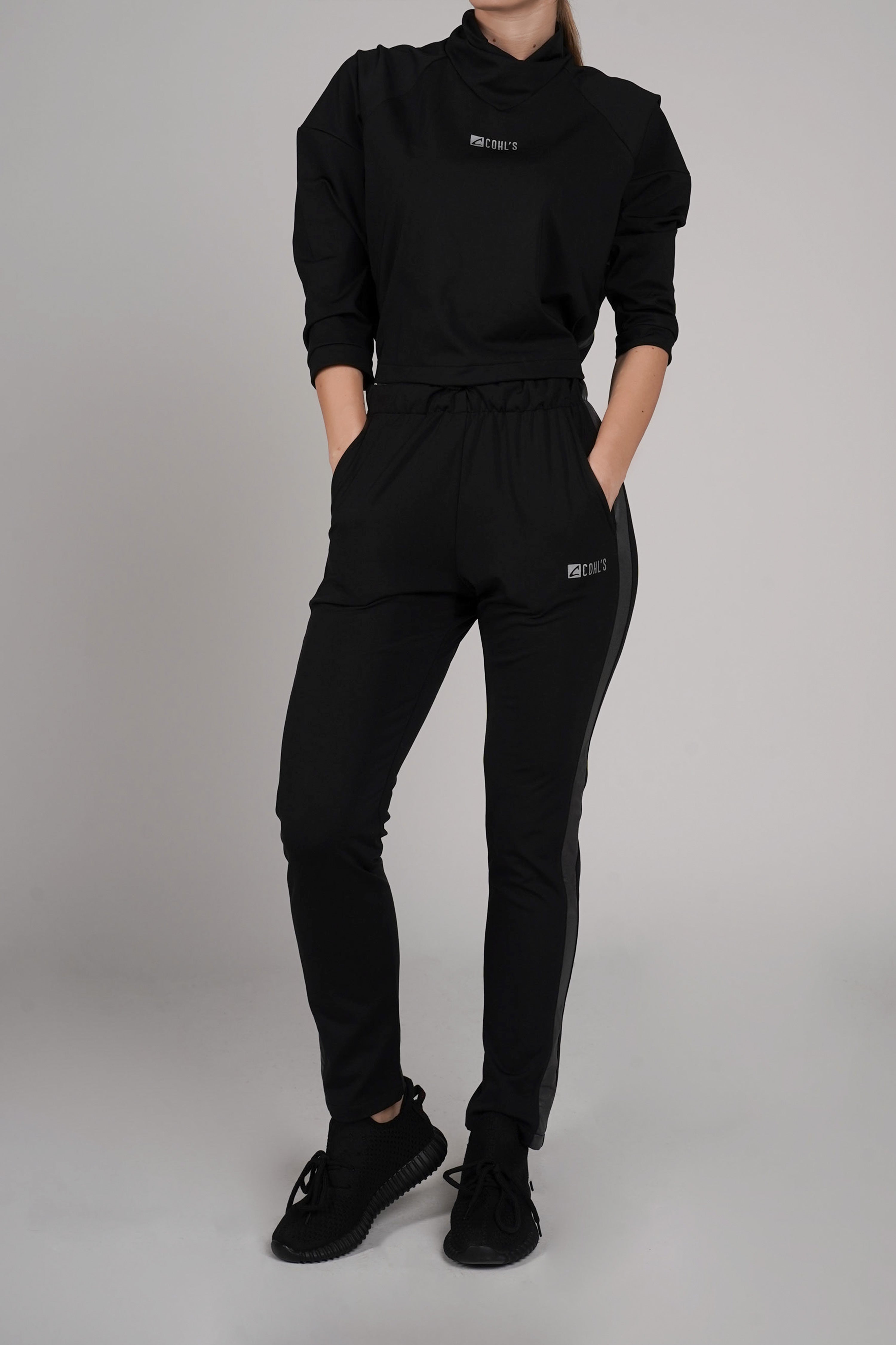 Sweatpants Black with Silver Stripes-C112021