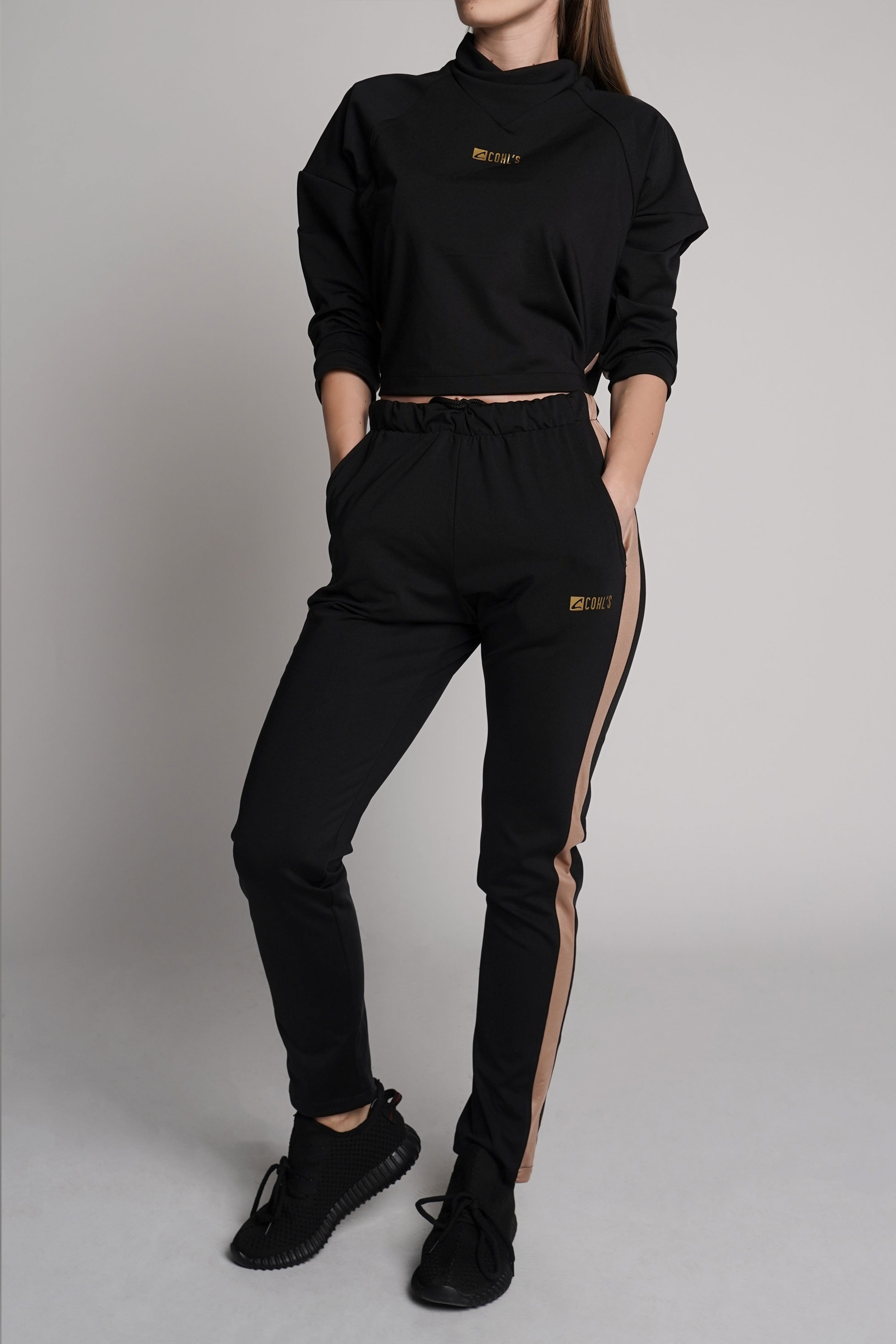 Sweatpants Black with Gold Stripes-C112021